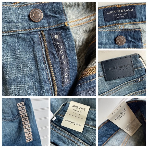 Lucky Brand Authentic Straight Denim Jeans Blue Size 2 26W NWT Mid High Rise - Picture 8 of 10